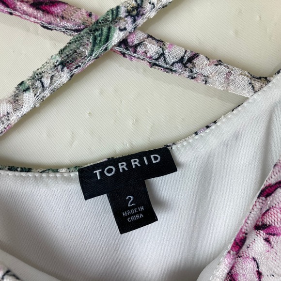 Torrid Plus Sz 2X Floral Print Midi Dress Spaghetti Strap Boho Cottagecore - Picture 5 of 10